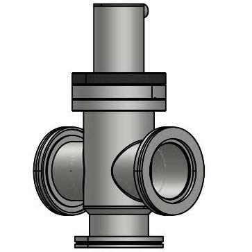 Pneumatic Three - way Angle Valve with ISO Flange for Vacuum System