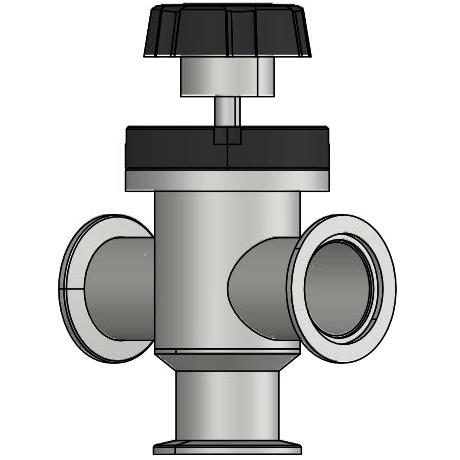 Manual Three - way Angle Valve with KF Flange for Vacuum System