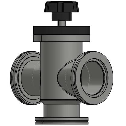 Manual Three - way Angle Valve with ISO Flange for Vacuum System