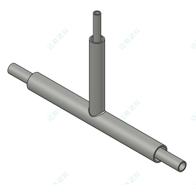 Coaxial double - sleeve pipe reducing tee