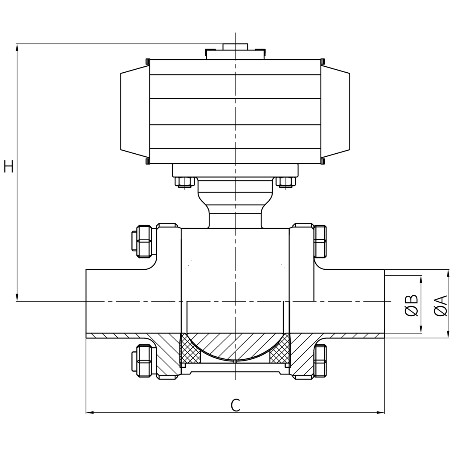 Pneumatic Ball Valve - Weld End