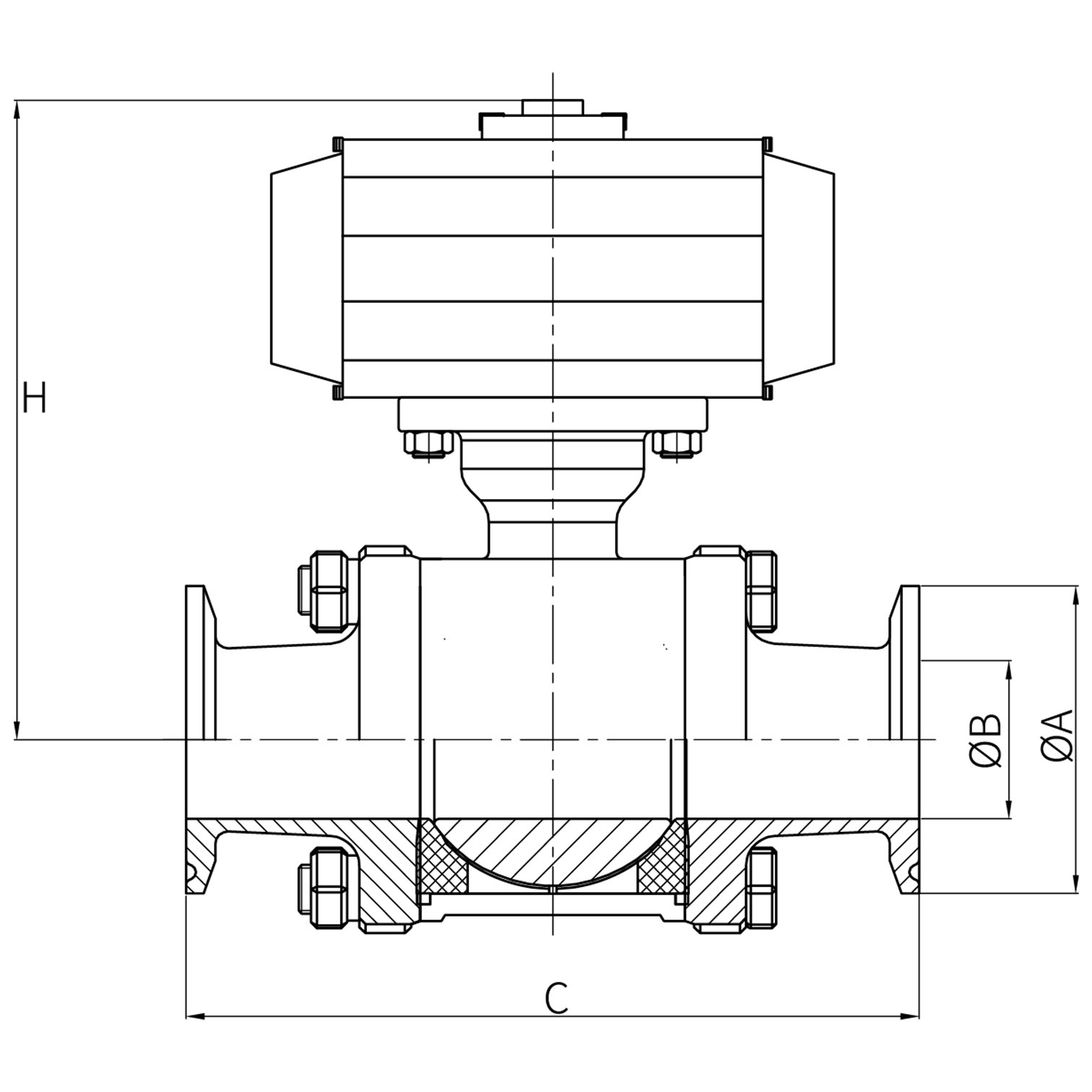 Pneumatic Ball Valve - Clamp End